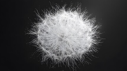 Dandelion Flower on Black Background, Abstract Image, Texture, Pattern Background, Wallpaper, Cover and Screen for Smartphone, PC, Laptop, 9:16 and 16:9 Format