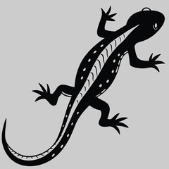 a salamander crawling silhouette vector design art and illustration 