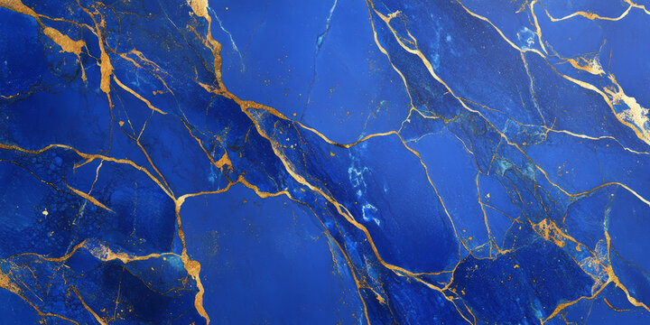 Abstract lapis lazuli stone texture with deep blue hues, golden mineral flecks, and natural marbling effects, ideal for luxurious backgrounds.