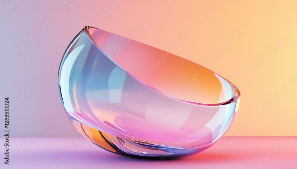 Poster digital rendering of gradient transparent curved glass: a stunning digital representation of a smoot