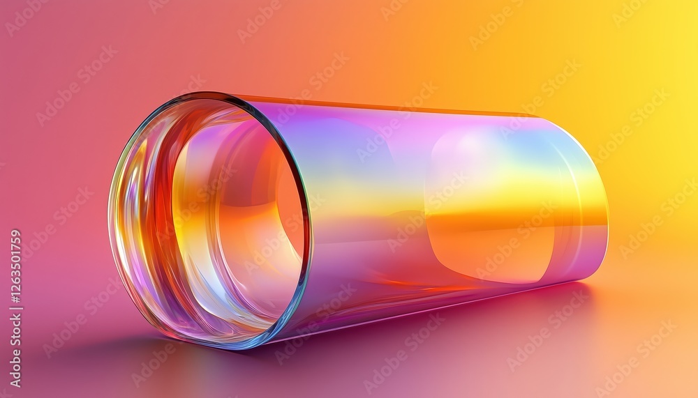 Poster digital rendering of gradient transparent curve glass showcasing the interplay of light and transpar