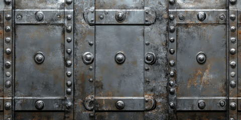 Deep gunmetal gray industrial metal surface with distressed scratches and realistic imperfections. The rough metallic texture adds a rugged and bold aesthetic.