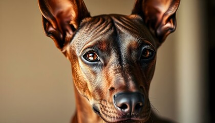 Obraz premium Close up of Thai Ridgeback with smooth coat and focused expression under natural light