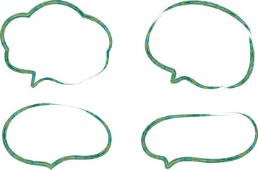 green colorful pattern thick stroke speech bubbles set