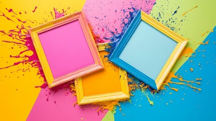 Vibrant Splash Frame Set on Colorful Background for Creative Projects