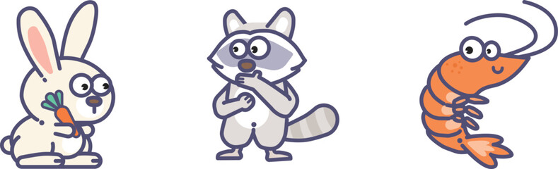 cartoon childish creative and funny animals art graphic vector isolated