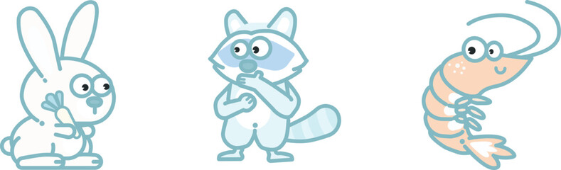cartoon childish creative and funny animals art graphic vector isolated