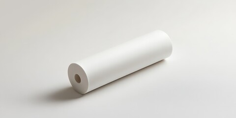 A pristine, glossy paper roll, its smooth curve catching the light with elegance—a testament to simplicity and potential, captured in captivating detail