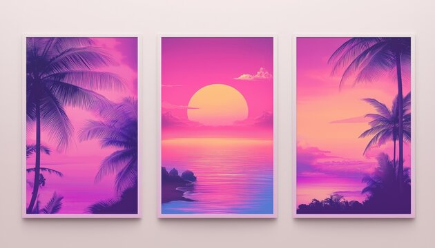 Large Collection Of Posters For Music Festival Featuring Japanese Vaporwave And Tropical Summer Theme. Includes Vaporwave, Seapunk, And Synthpop Genres.