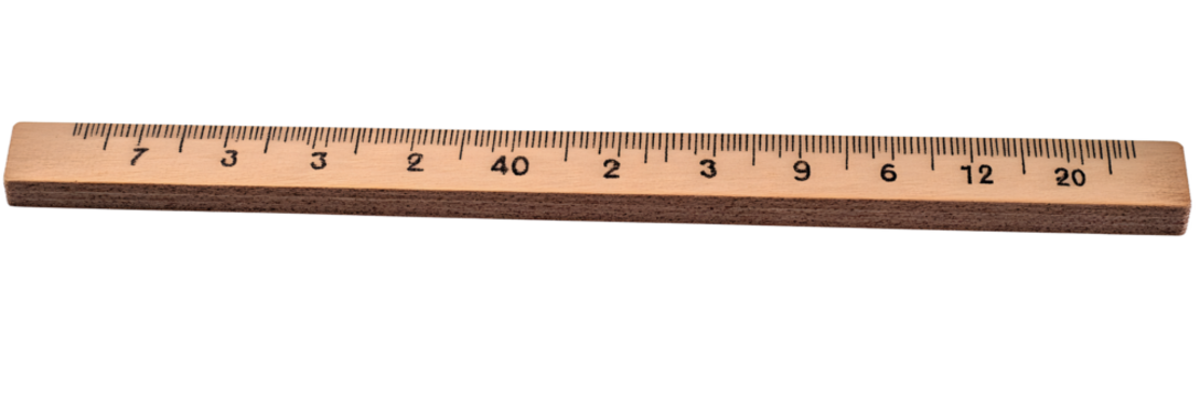 Retro wooden ruler with smooth finish and clearly marked measurements from 0 to 20 centimeters.