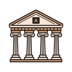 Obraz premium Stylized Vector Illustration of a Classical Building with Columns – Perfect for Education, Government, History, and Architecture Designs in Iconic Styles