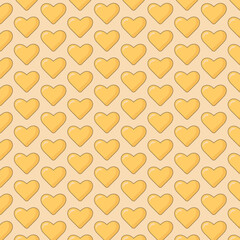 A pattern with yellow repeating hearts in the flat style