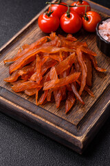 Jerky, dried turkey meat with salt and spices