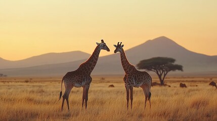 Playful giraffes in namibia capturing nature's beauty in warm light and scenic wildlife photography
