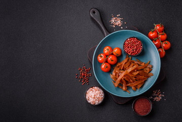 Jerky, dried turkey meat with salt and spices