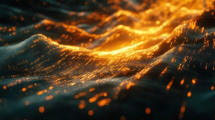 AI System Visualized as Dynamic Waves of Light in Cy