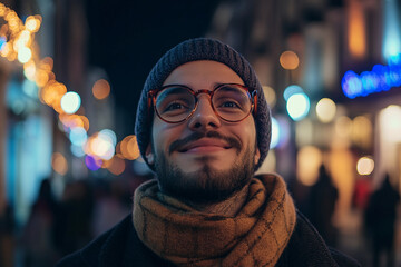 Obraz premium Generative AI Image of Trendy Fashionable People in Vibrant Nighttime Urban Streets with Stylish Outfit Bokeh Lights