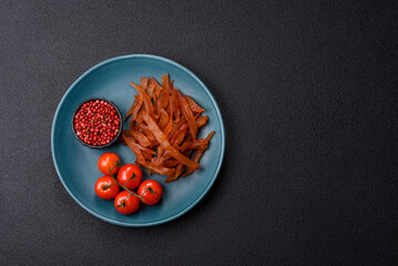 Jerky, dried turkey meat with salt and spices