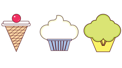 Food set icons with healthy and unhealthy items vector illustration