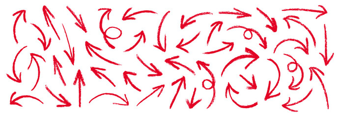 Red charcoal arrows. Rough charcoal arrows. Brush elements for notes and underlining text