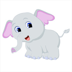 Grey Color Elephant Vector Illustration