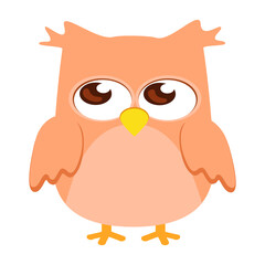 Light Orange Color Owl Cartoon Vector Illustration
