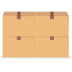 Set of 4 cardboard boxes one on the another cartoon vector illustration.eps