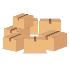 Fototapeta premium Set of cardboard boxes vector illustrations