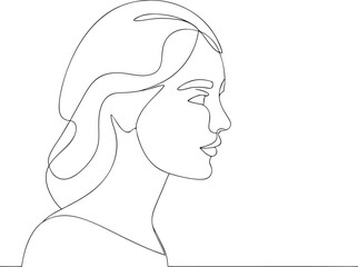 Abstract Minimal Woman Portrait Minimalist Icon Concept Continuous One Line Drawing Illustration In Editable Stroke