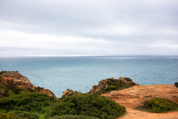Coastline of Algarve, Portugal in a cloudy day