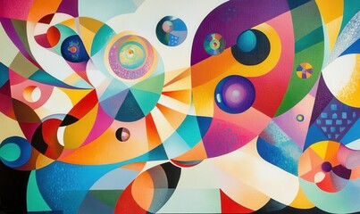 Obraz premium Colorful geometric abstract design showcasing vibrant shapes and patterns in harmony