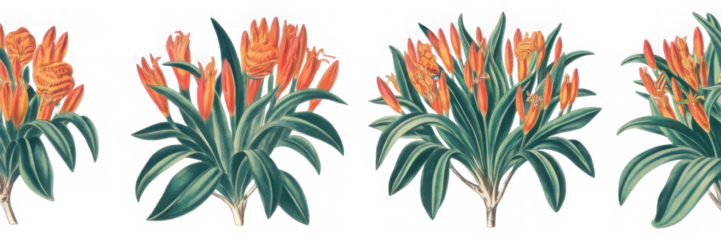 Stunning close up of a thriving tropical Cape honeysuckle bush with bold vibrant orange flowers blooming amidst its lush verdant foliage in a beautiful natural garden setting