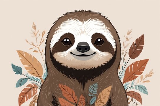 Artistic minimalist cartoon colorful fantasy animal character portrait, magical dreamy nursery decor story book illustration artwork, nature theme texture design.

