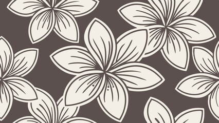 Elegant floral pattern featuring large cream-colored flowers on a rich brown background, creating a stylish and tranquil atmosphere.