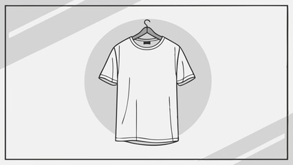 A minimalist illustration of a plain white t-shirt hanging on a hanger against a soft gray background, emphasizing simplicity and versatility.
