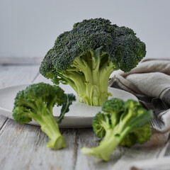 broccoli on a wooden board