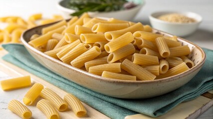 raw pasta in a bowl