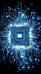 Futuristic circuit board design with glowing elements