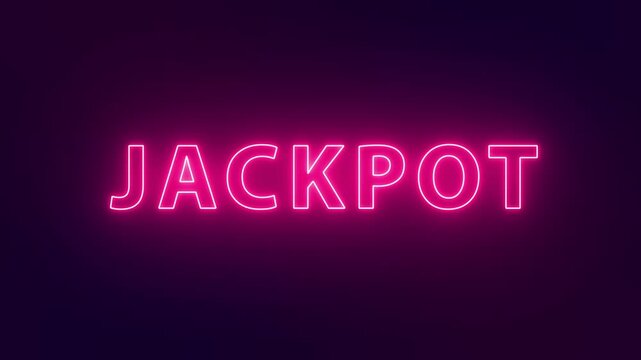 Animated glowing flickering neon inscription jackpot . 2d Animation
