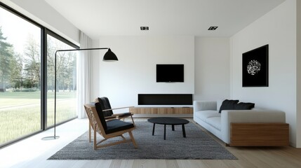 Modern living room interior with window view