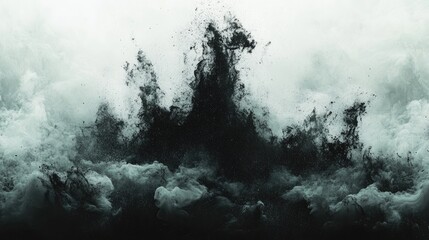 Abstract Ink Explosion, Dramatic Sky Background, Visual Impact, Artistic Photo