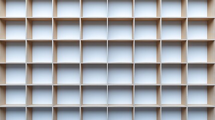 Empty Wooden Bookshelf Display, Interior Design, Clean Minimalist Storage