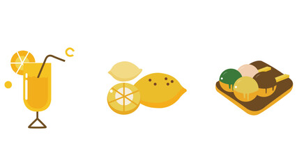 Fast food dishes and desserts vector illustration