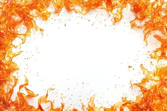 Brange hot fire frame border isolated on white background