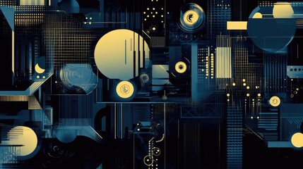 Futuristic Abstract Tech Geometric Banner Art