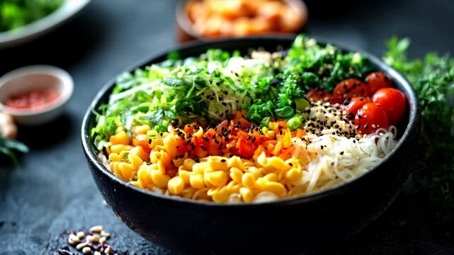 Vibrant Vegetable and Noodle Bowl A Healthy and Delicious Meal