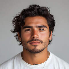 Obraz premium Portrait or passport photo of a young Latino man in his 20s