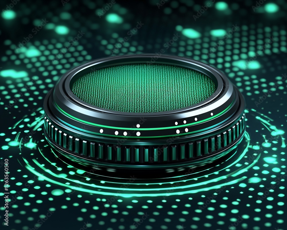 Aufkleber Futuristic tech device on digital network background; website banner