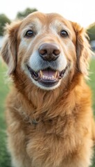 Fototapeta premium Portrait of a Happy Golden Retriever Dog, Perfect for Animal and Pet Care Visual Content