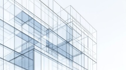 Modern building design, wireframe, architectural concept, light background, for presentation
